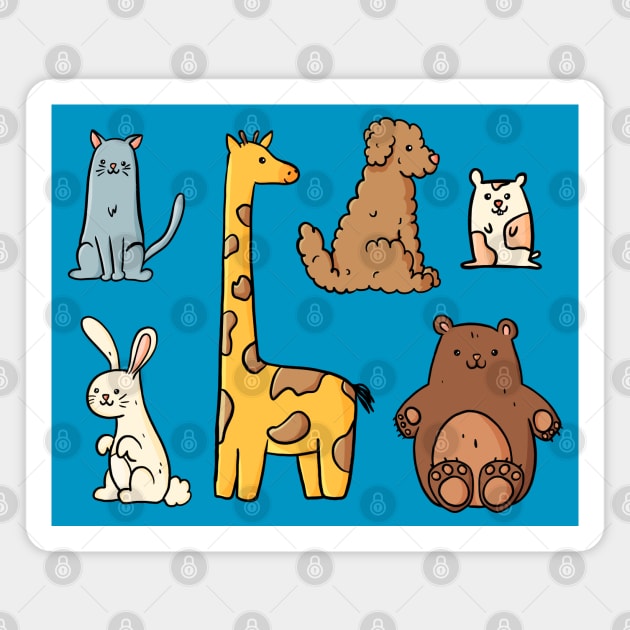 Animal flat Cute Illustration Magnet by Mako Design 